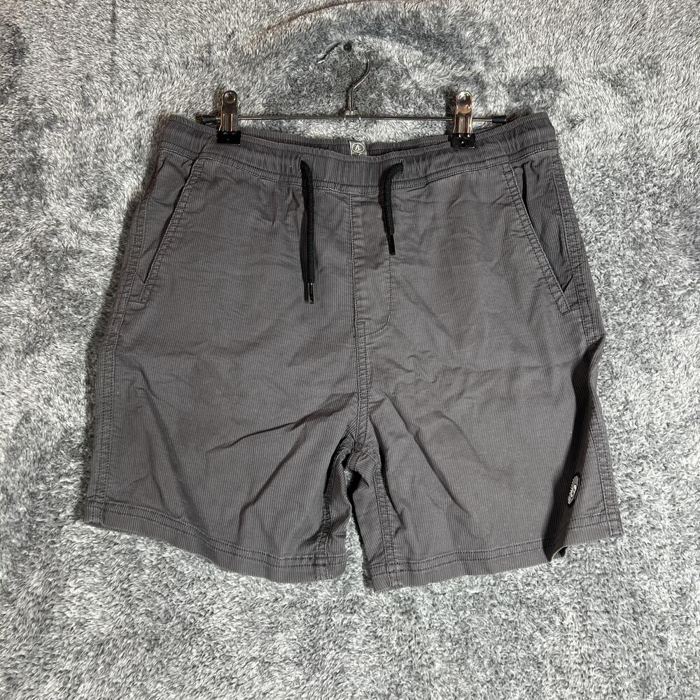 Volcom Shorts Mens XL Gray Corduroy Bermuda Drawstring Elastic Waist 5 Inseam